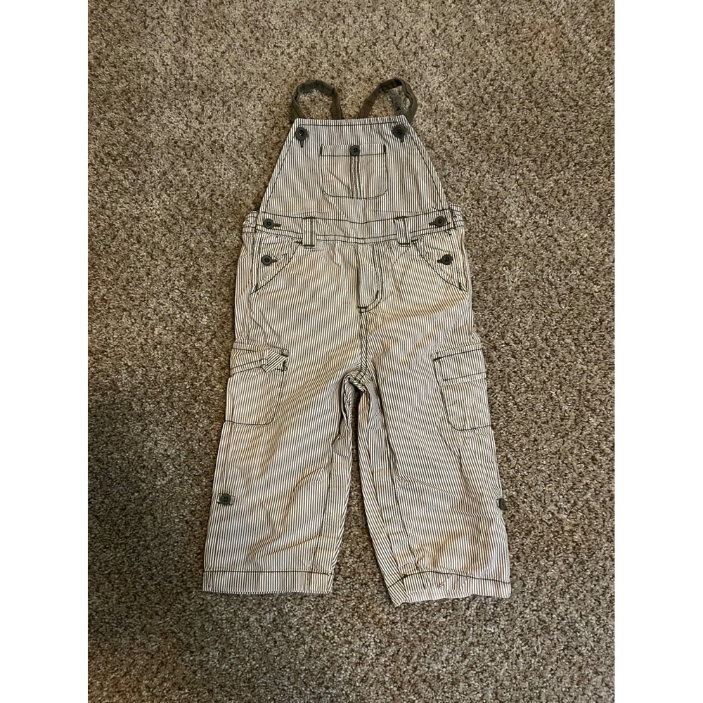 Old Navy Baby Overalls 18-24 Months Brown Hickory Stripe Cargo Bib Overalls